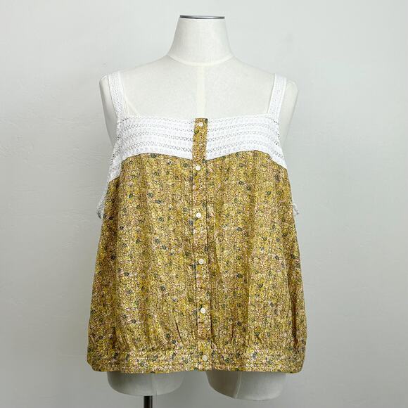 Universal Thread Yellow Floral Crochet Yoke Prairie Camisole NWT - Picture 1 of 9